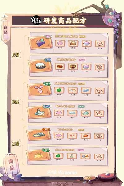 《竹马胭脂铺》研发商品配方攻略