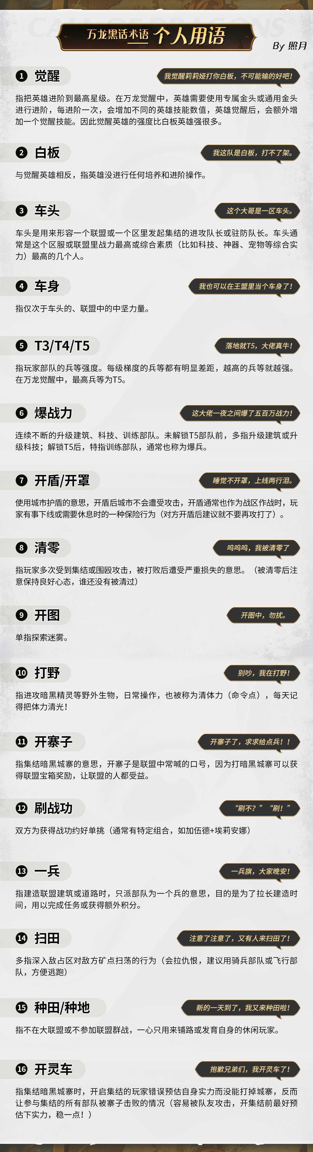 《万龙觉醒》万龙黑话术语大全