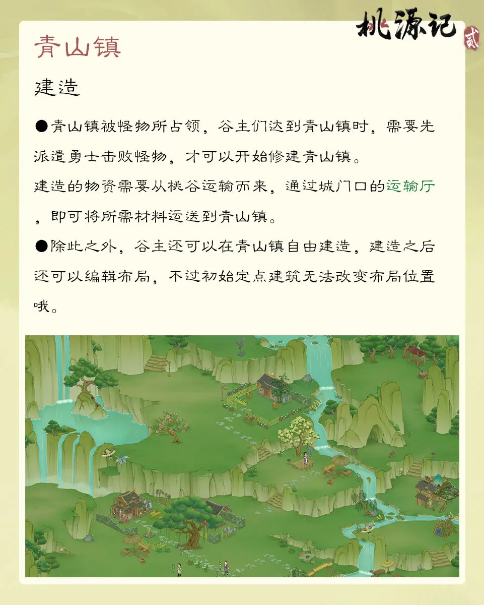 《桃源记2》谷外地图青山镇详细介绍
