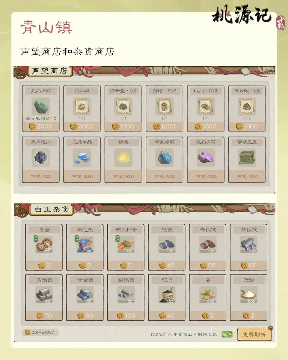 《桃源记2》谷外地图青山镇详细介绍