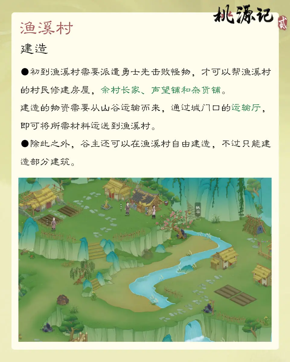 《桃源记2》谷外地图渔溪村玩法介绍