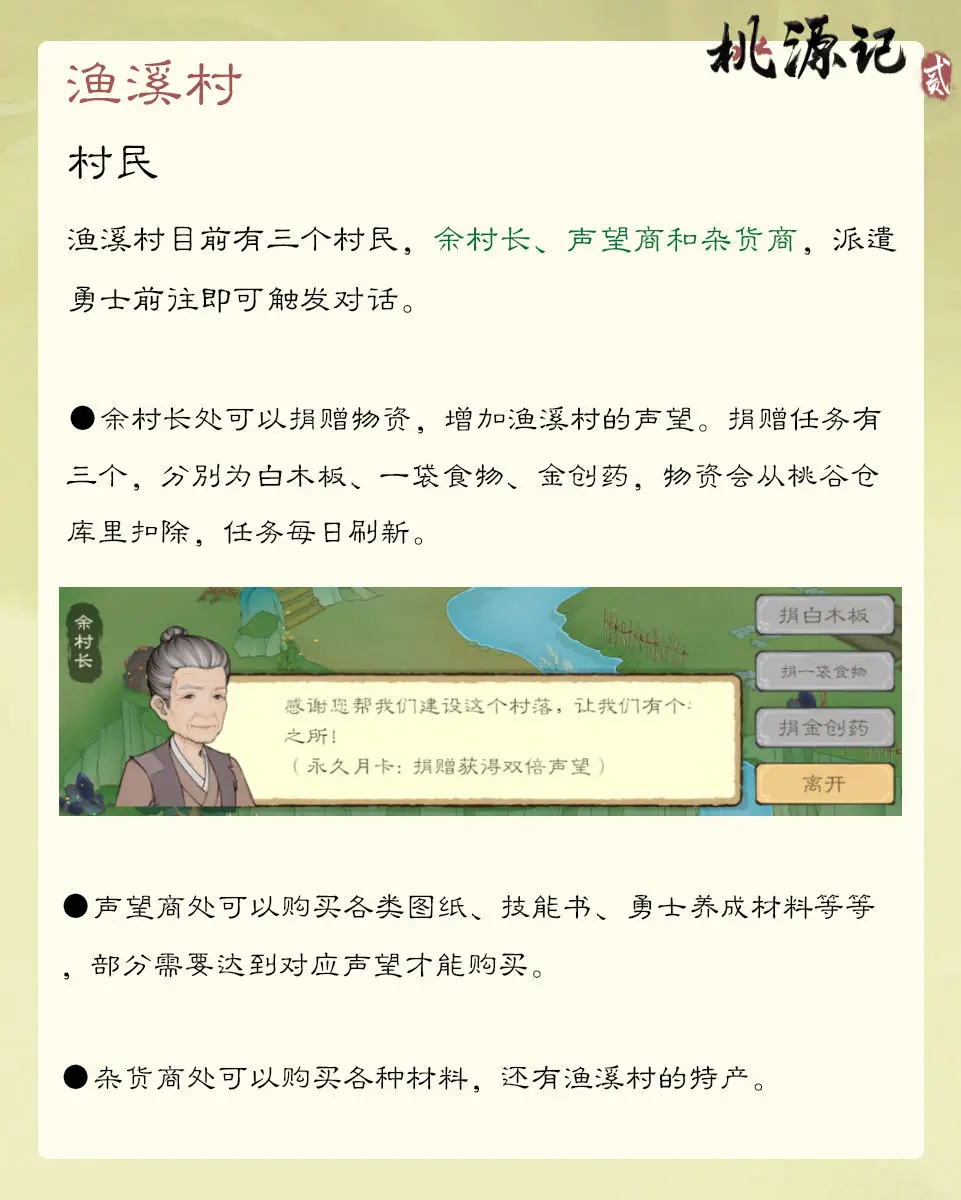 《桃源记2》谷外地图渔溪村玩法介绍