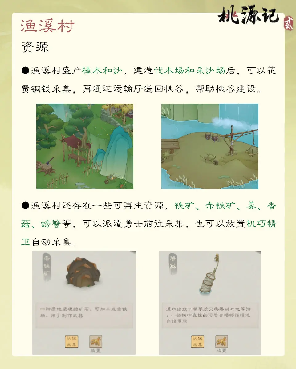 《桃源记2》谷外地图渔溪村玩法介绍