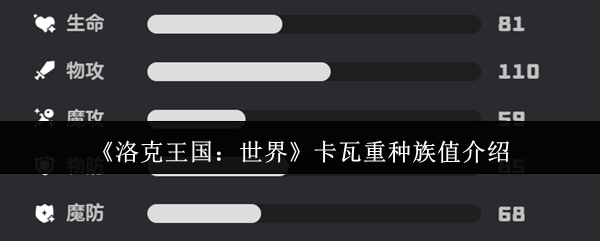 《洛克王国：世界》卡瓦重种族值介绍
