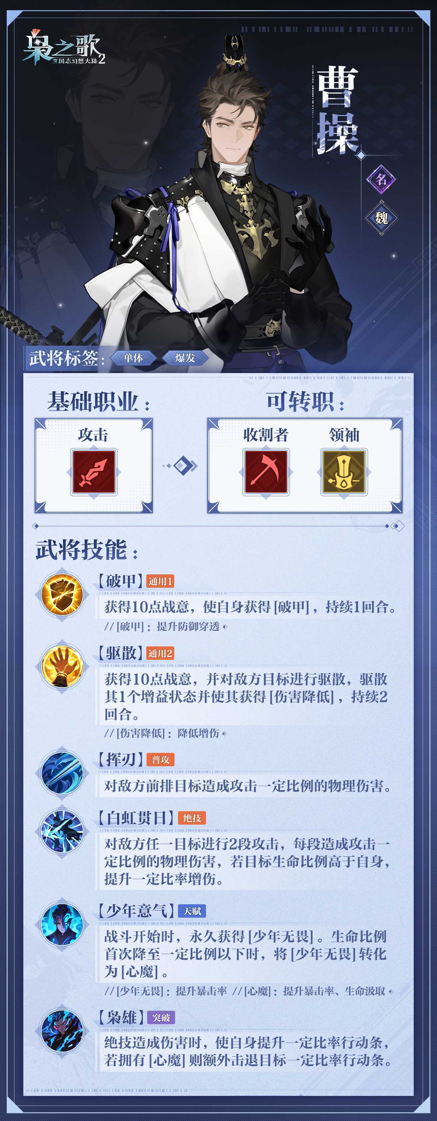 《三国志幻想大陆2：枭之歌》曹操角色介绍