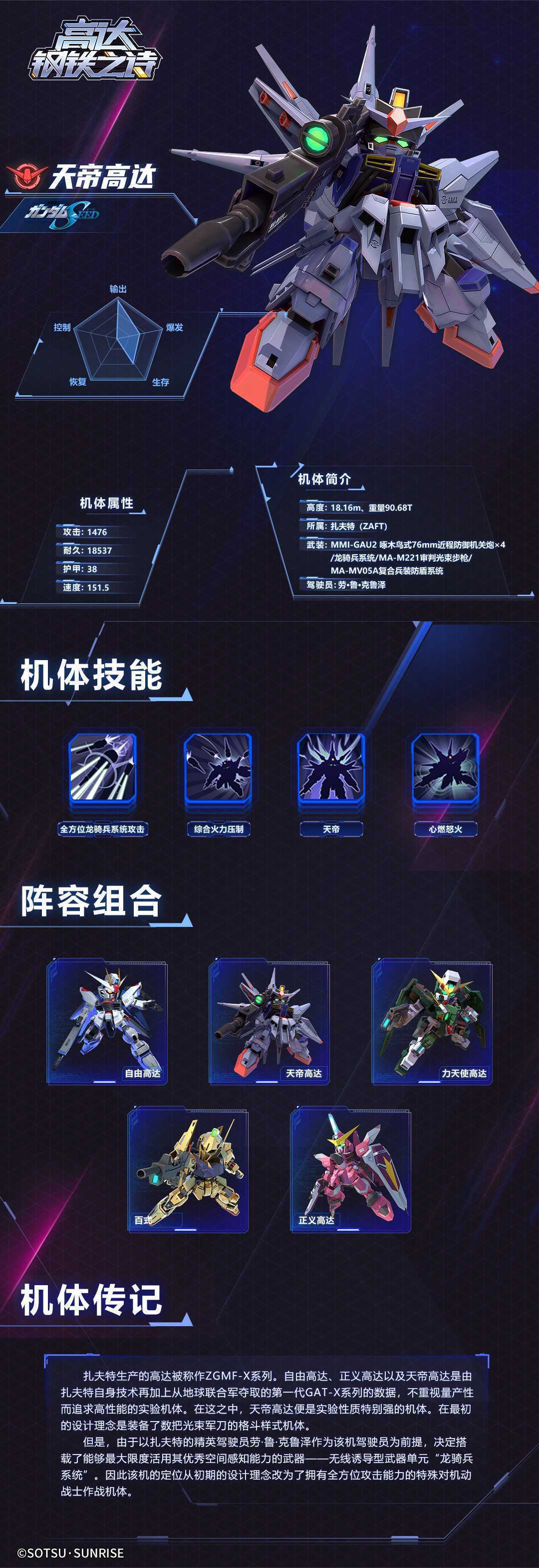 《高达钢铁之诗》天帝高达技能阵容搭配攻略