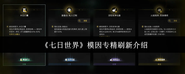 《七日世界》模因专精刷新介绍
