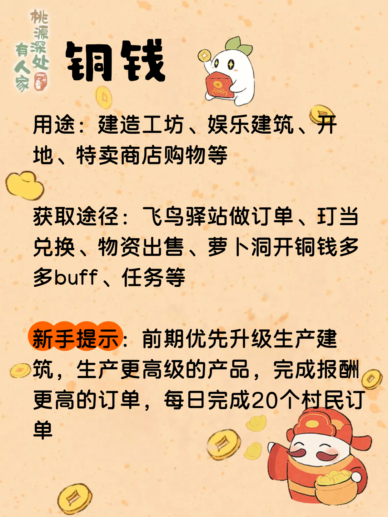 《桃源深处有人家》铜钱获取途径及用途一览