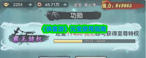 《侠客游》元宝使用指南