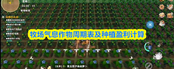 牧场气息作物周期表及种植盈利计算